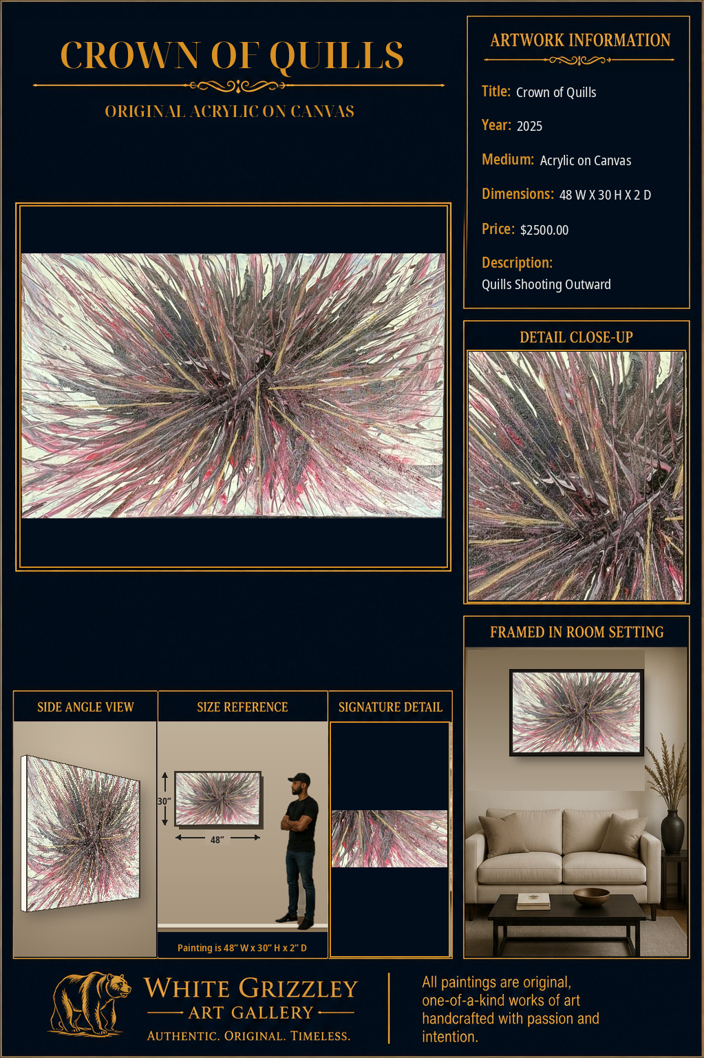 White Grizzley Art presentation for Crown of Quills