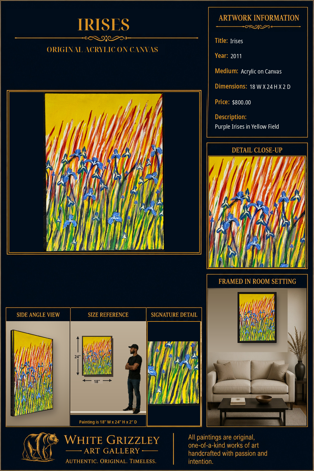 White Grizzley Art presentation for Irises