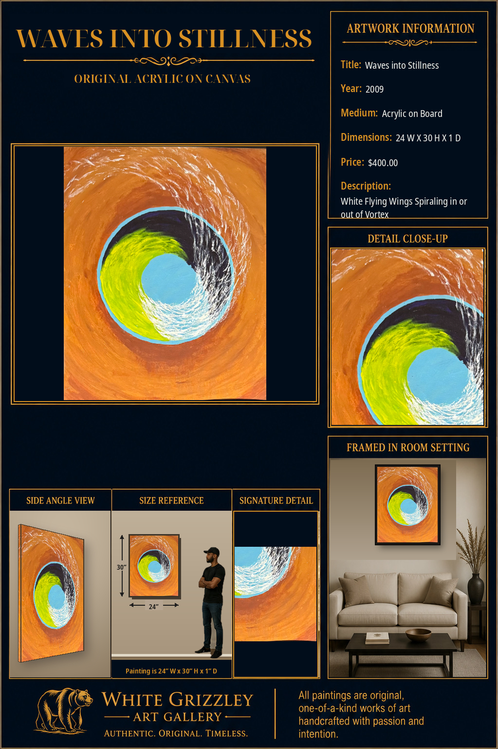White Grizzley Art presentation for Waves into Stillness